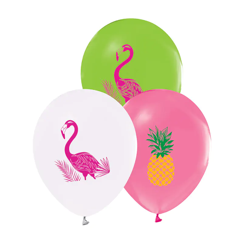 2+1 Flamingo Baskılı 12” Pastel Balon 100'lü